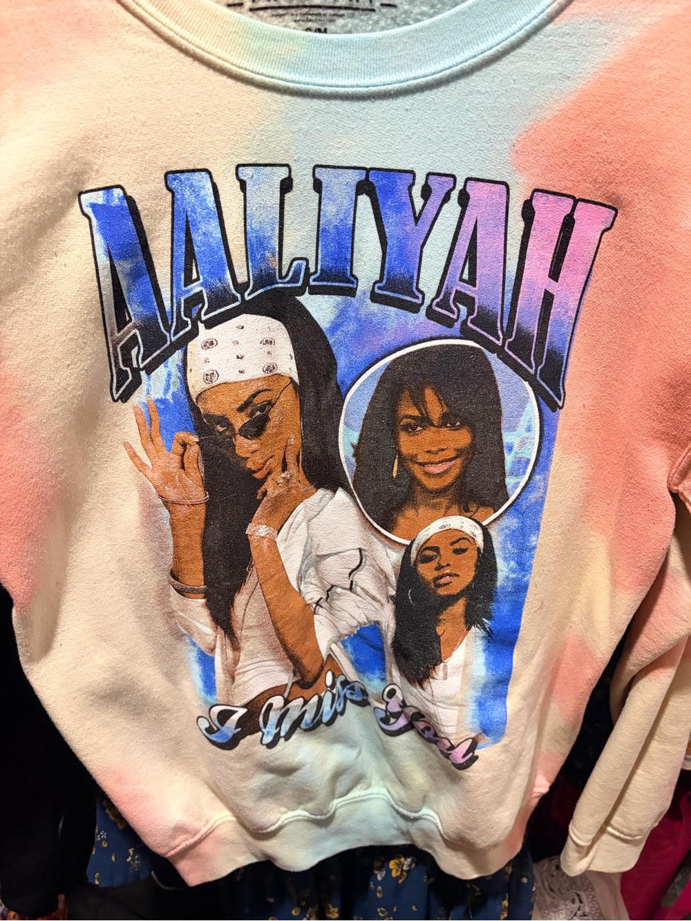 Aaliyah Graphic Tie-Dye Sweatshirt - Pink Blue